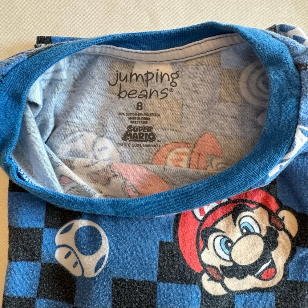 Super Mario Kids T-Shirt Size 8 – Jumping Graphic Tee, Nintendo Gamer - Picture 4 of 4